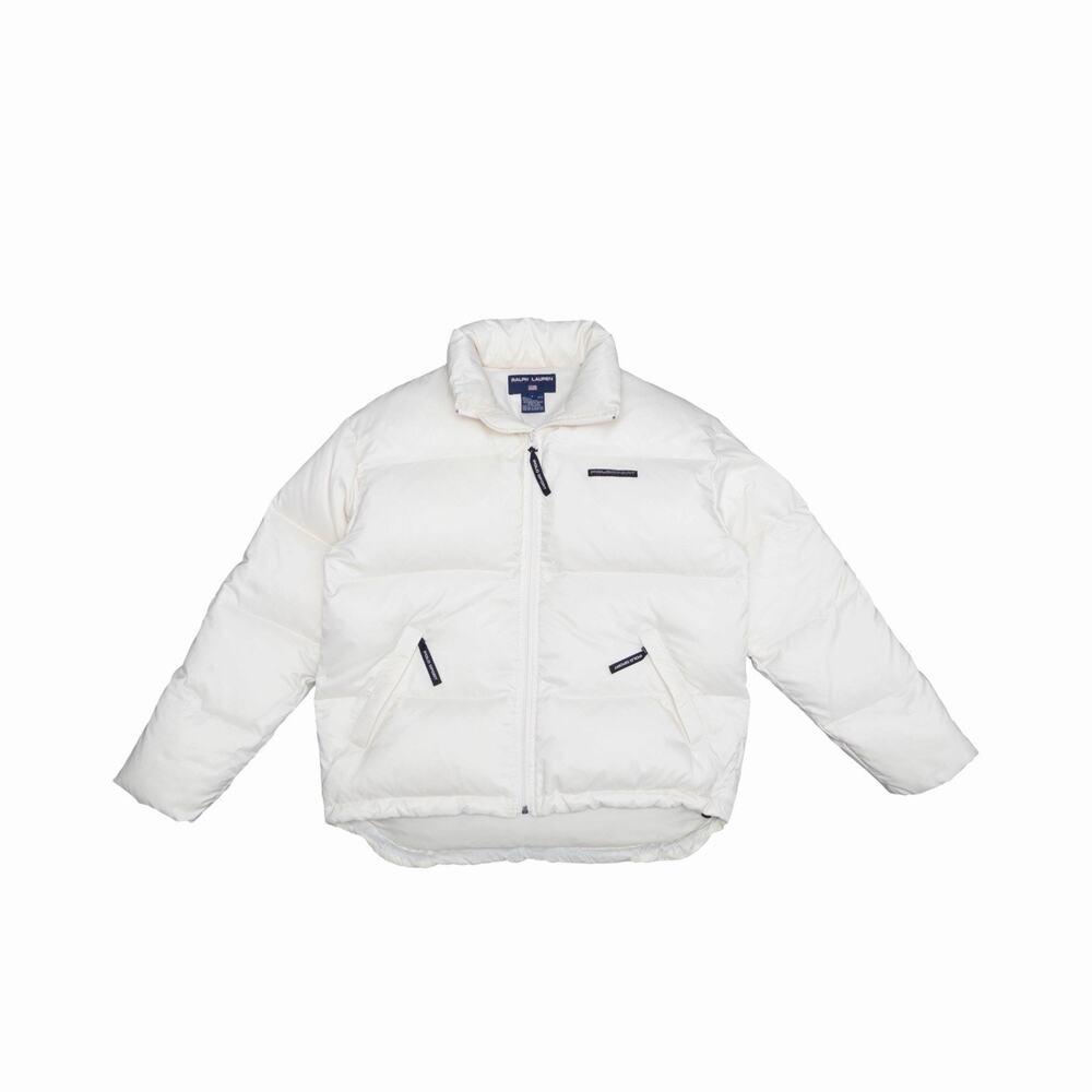 Ralph Lauren Polo Sport Puffer Cropped Down Jackets White Vintage RARE Size : S